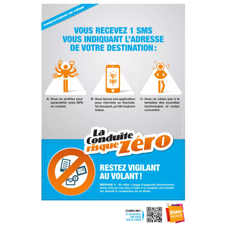 Affiche la conduite risque zéro attention