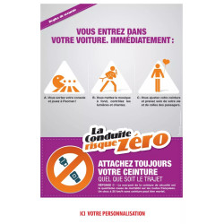 Affiche la conduite risque zéro ceinture de sécurité personnsalisable