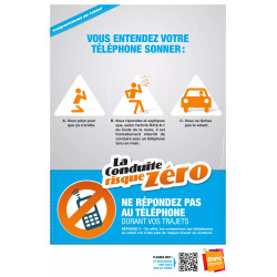Affiche la conduite risque zéro téléphone au volant