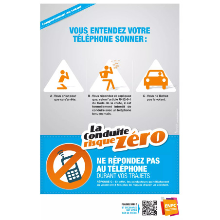 Affiche la conduite risque zéro téléphone au volant