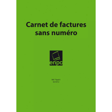 Couverture cahier de factures non numérotés