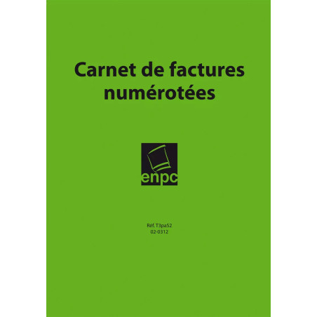 Couverture cahier de factures numérotés
