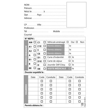 Fiches de renseignements - Modèle A6 (100 fiches par paquet)