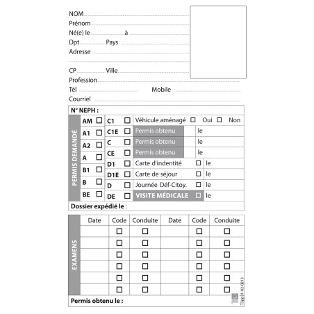 Fiches de renseignements - Modèle A5 (100 fiches par paquet)