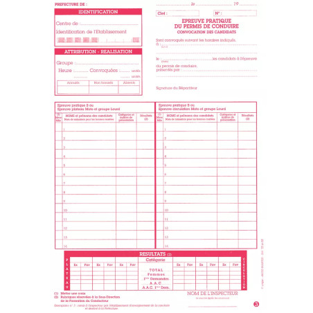 Liasses roses épreuves non francophone