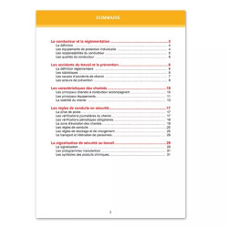 Sommaire livret CACES® - Gerbeurs R.485