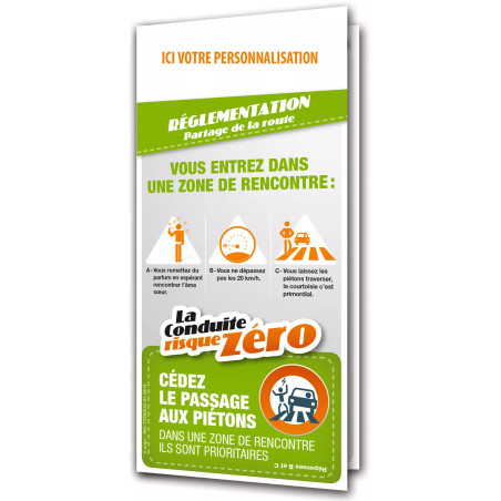 Dépliant la conduite risque zéro reglementation personnalisable