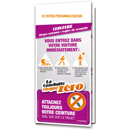 Dépliant la conduite risque zéro ceinture de sécurité personnalisable