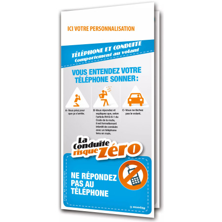 Dépliant la conduite risque zéro téléphone au volant personnalisable