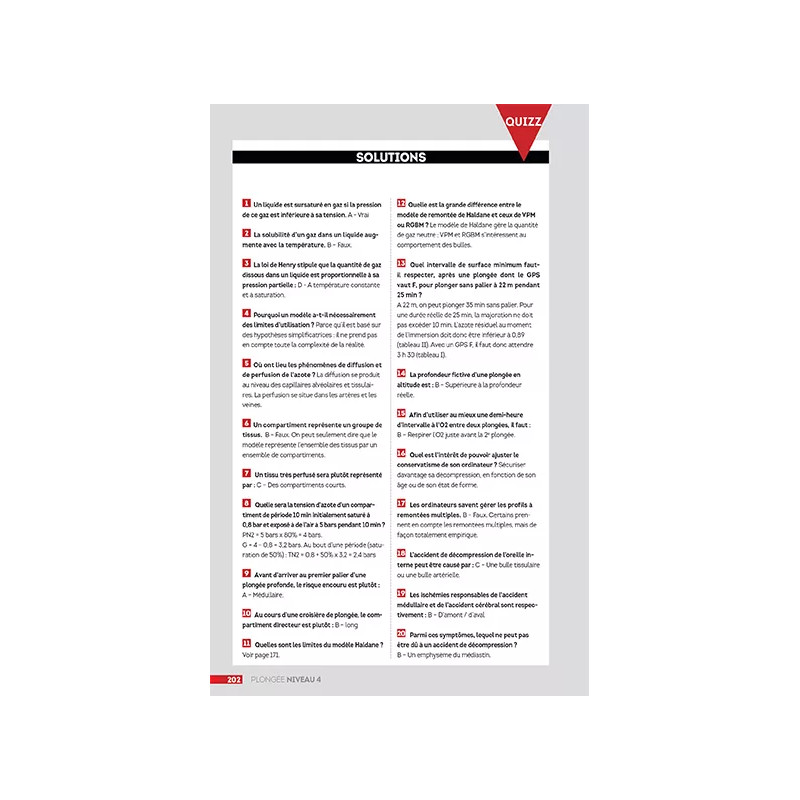 Page intérieure solution du quizz