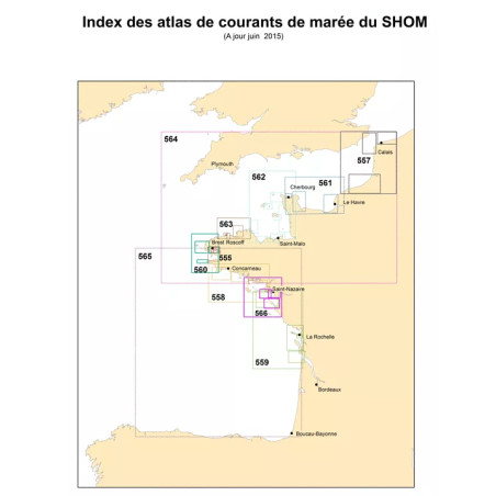 Carte marine du SHOM courant de marées Baie de Seine, de Cherbourg à Fécamp