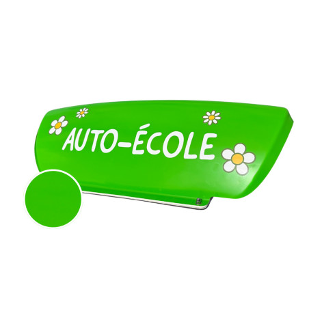 Panneau de toit vert avec pâquerette et écriture blanche