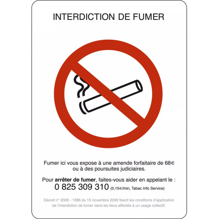 Pancarte vitrine interdiction de fumer