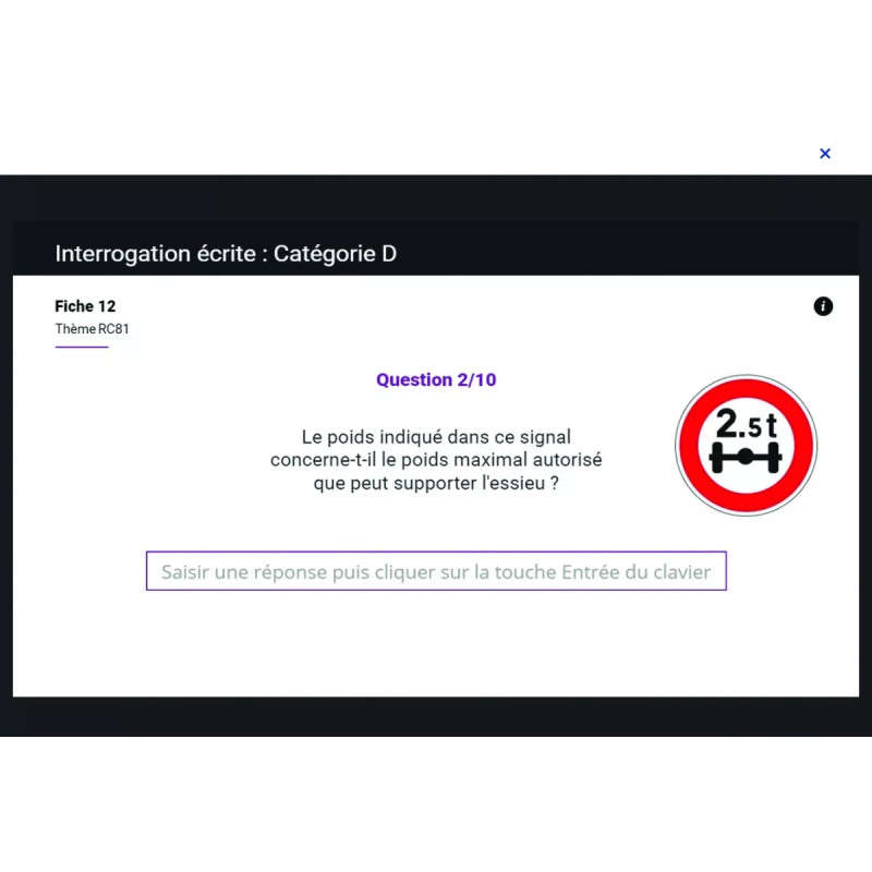 Cours interrogation écrite catégorie D