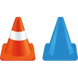 Cône orange et cône bleu moto