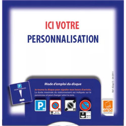 Dos disque de stationnement européen personnalisable en couleur