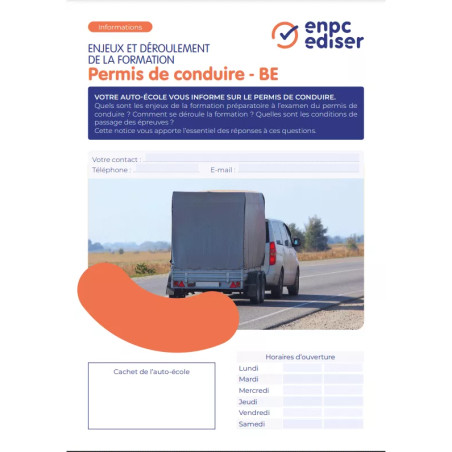 Notice d'informations Enjeux et déroulement de la formation du permis de conduire BE - labellisation
