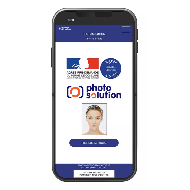 Visuel téléphone Photo Solution interface prise de photo