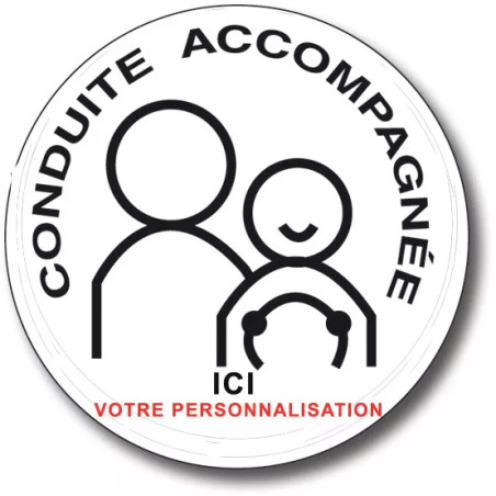 Disque Conduite Accompagnée personnalisable noir et une couleur