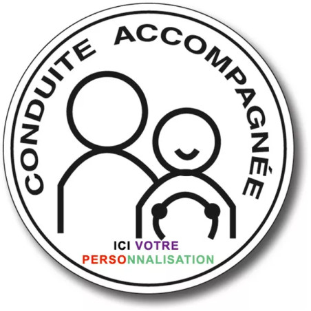 Disque Conduite Accompagnée personnalisable noir et trois couleurs