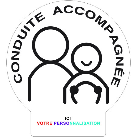 Disque Conduite Accompagnée personnalisable noir et trois couleurs avec languette