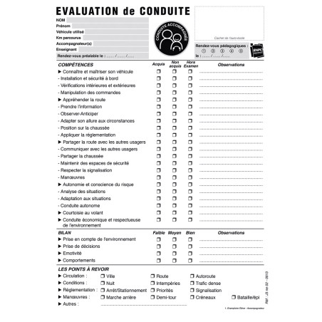 Fiche évaluation bilan conduite accompagnée