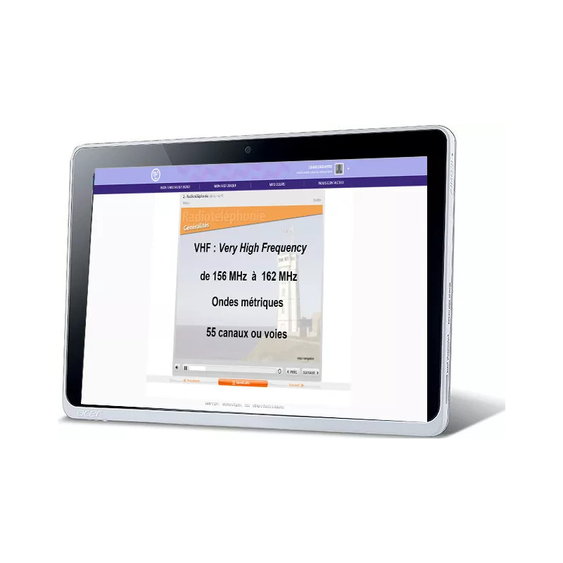 Interface tablette question de code radiotéléphonie