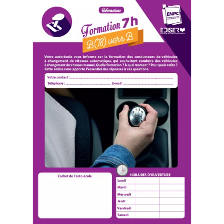 Notice d'informations Formation 7 heures B(78) vers B - labellisation