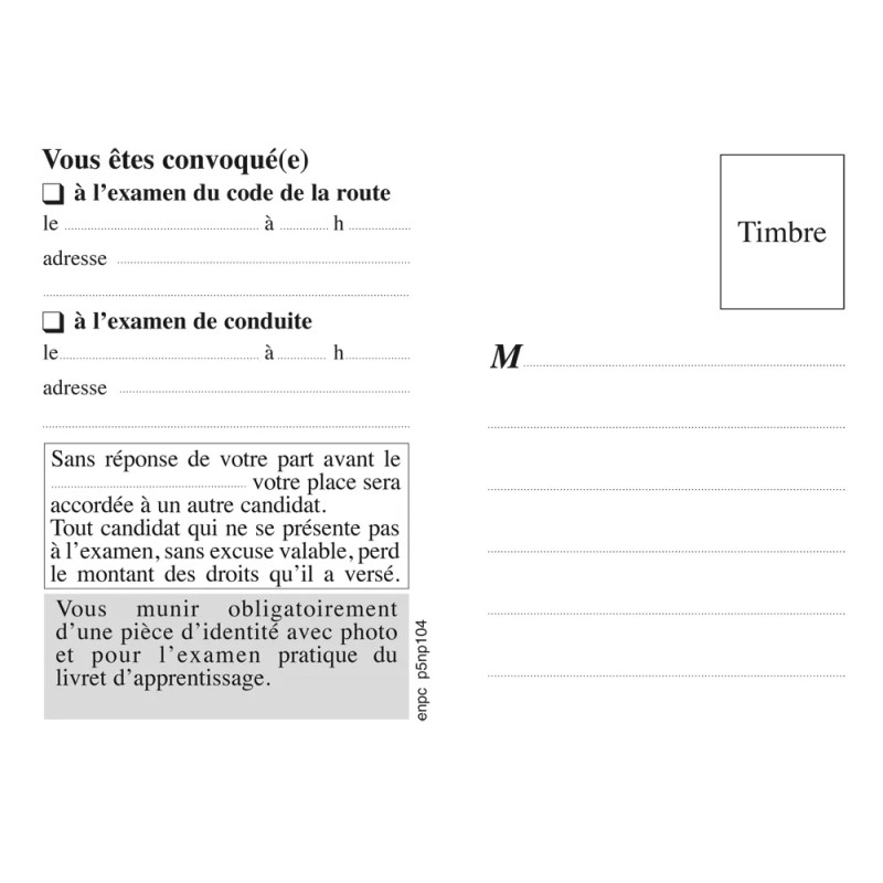 Information convocation élève