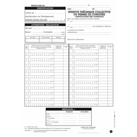 Liasses blanches NEPH épreuve théorique